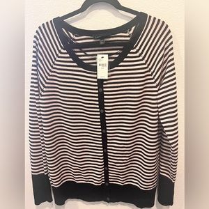 NWT LANE BRYANT - Black and Glittery Stripped Gold Button Up Cardigan Sz14